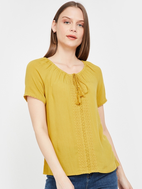 

Bossini Women Mustard Yellow Self Design Top