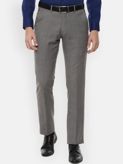 

Louis Philippe Men Grey Regular Fit Self Design Formal Trousers