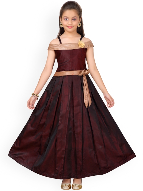 

Aarika Girls Maroon Colourblocked Maxi Dress
