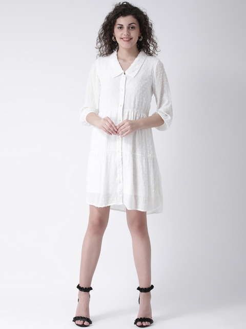 

Leo Sansini Women White Self Design Shirt Dress