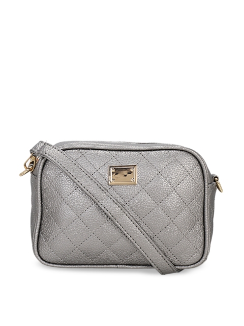 

Satchel Bags Silver-Coloured Solid Sling Bag