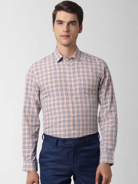 

Peter England Men Beige Slim Fit Checked Formal Shirt