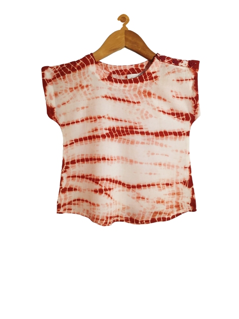 KiddoPanti Girls Orange Tie & Dye Top