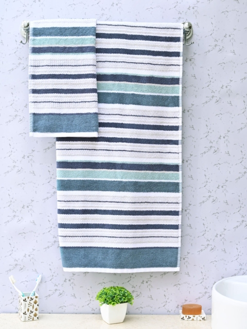 

Avira Home Unisex Pack of 4 Blue & White Madison Textured 600 GSM Towels
