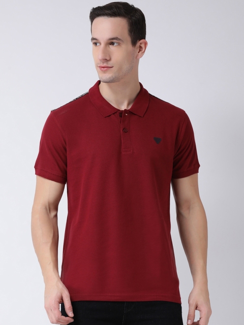 

Club York Men Maroon Solid Polo Collar T-shirt