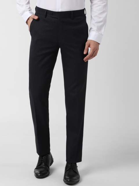 

Peter England Men Black & Grey Slim Fit Checked Formal Trousers