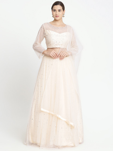

Koskii Peach-Coloured Ready to Wear Lehenga & Blouse with Dupatta