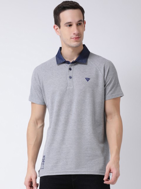 

Club York Men Grey Solid Polo Collar T-shirt
