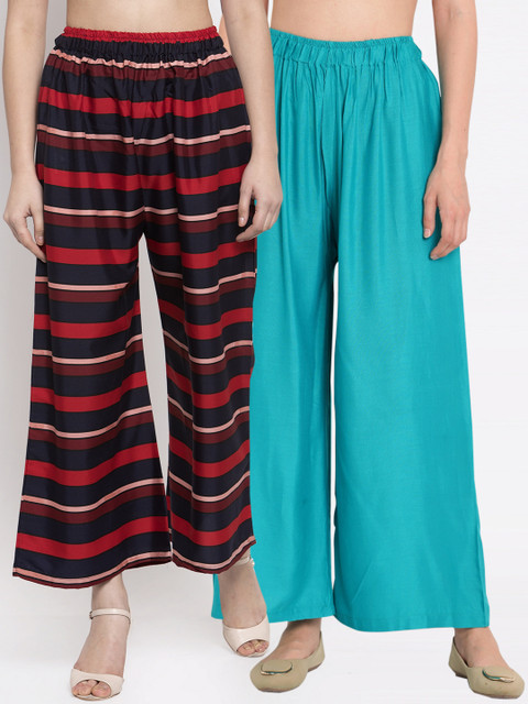 

TAG 7 Women Pack of 2 Printed Wide Leg Palazzos, Multi