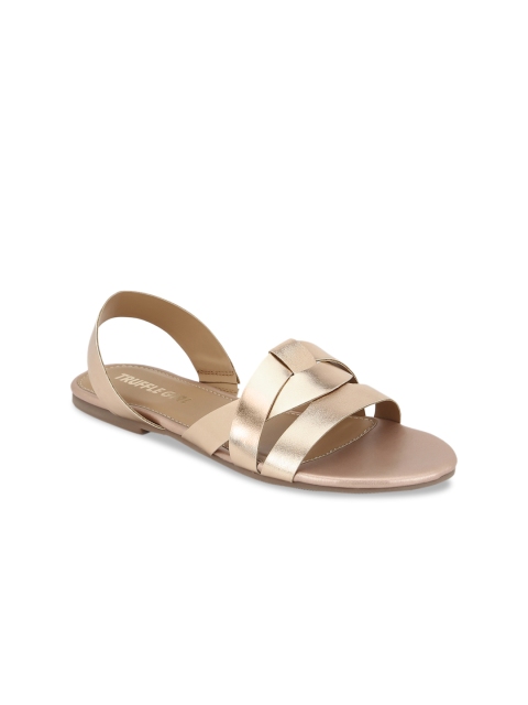 

Truffle Collection Women Gold-Toned Solid Open Toe Flats
