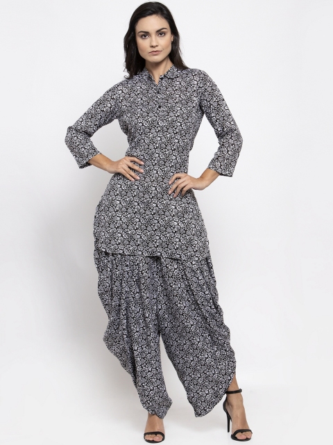 

Jompers Women Black & White Floral Printed Kurti