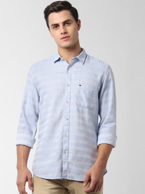 

Peter England Casuals Men Blue & White Slim Fit Striped Casual Shirt