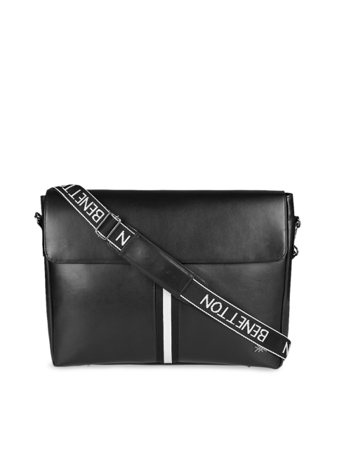 

United Colors of Benetton Unisex Black Solid Messenger Bag