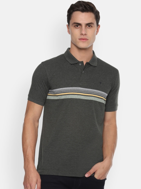 

Van Heusen Sport Men Grey Striped Polo Collar T-shirt
