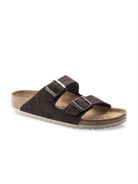 

Birkenstock Men Brown Arizona Nubuck Regular Width Leather Sandals