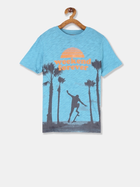 

GAP Boys Blue Printed Round Neck T-shirt