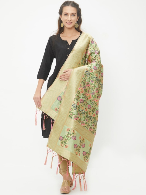 

Faserz Green & Gold-Toned Woven Design Dupatta