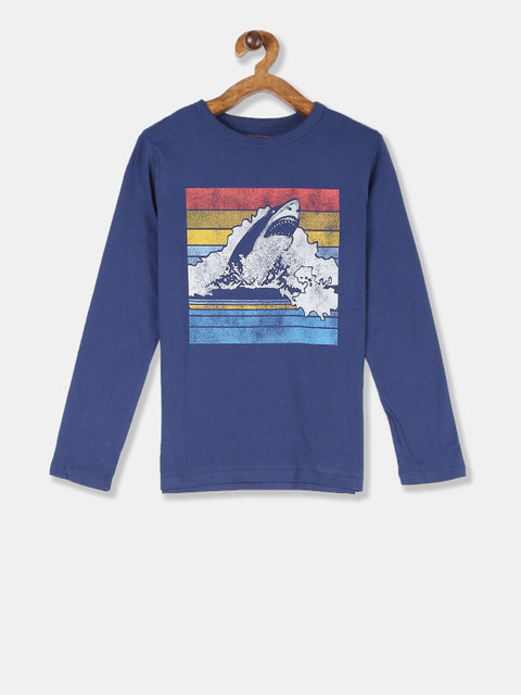 

GAP Boys Blue & White Printed Round Neck T-shirt