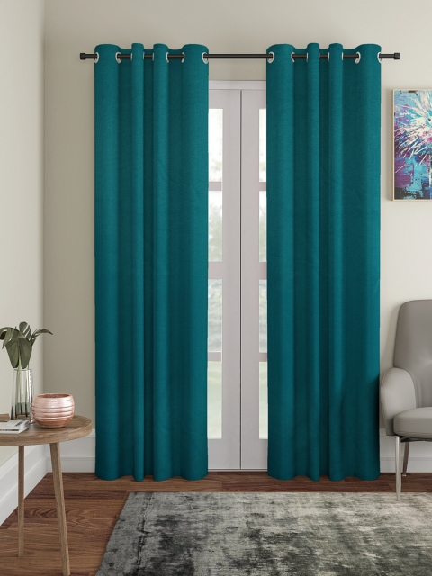 

ROMEE Teal Green Set of 2 Black Out Door Curtains