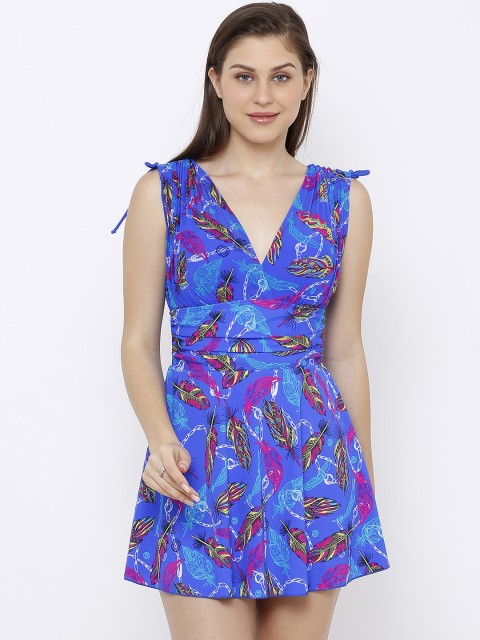 

Heart 2 Heart Women Blue & Purple Printed Skirt-Style Swimming Dress SW 15037