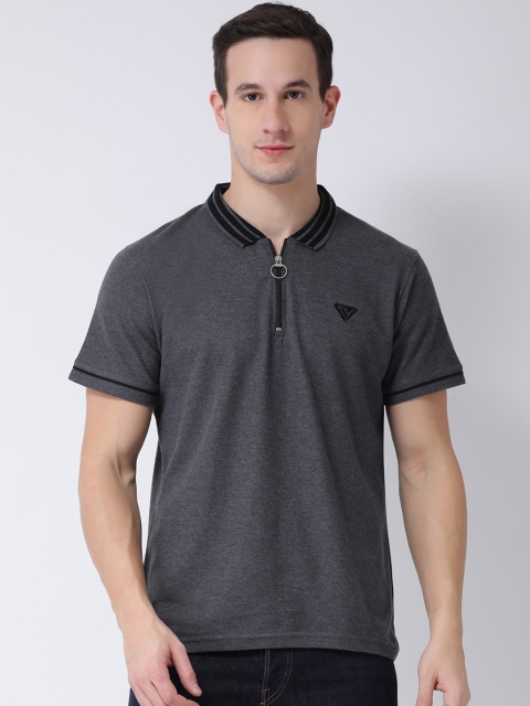 

Club York Men Grey Solid Polo Collar T-shirt