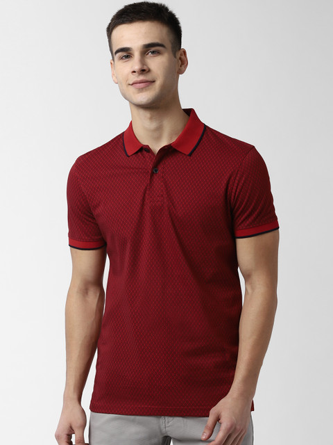 

Peter England Casuals Men Red Printed Polo Collar T-shirt