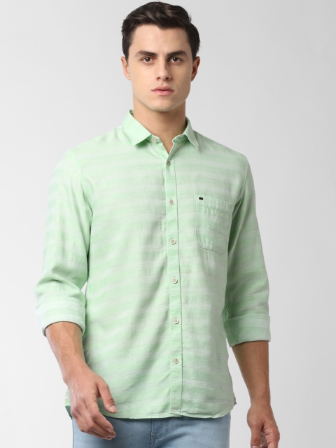 

Peter England Casuals Men Green Slim Fit Striped Casual Shirt