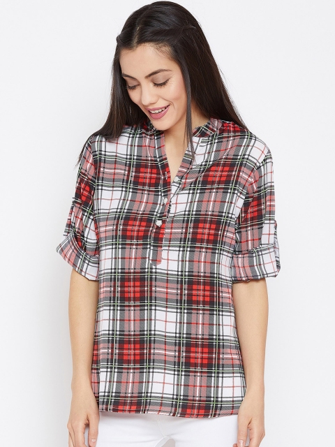 

FABNEST Women Red & White Checked Top