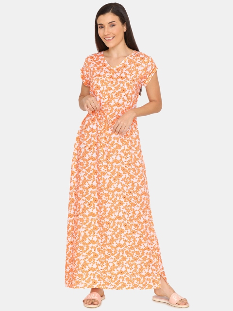 

Zivame Orange & White Printed Nightdress