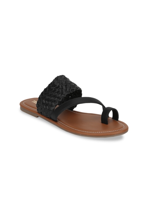 

Truffle Collection Women Black Textured One Toe Flats