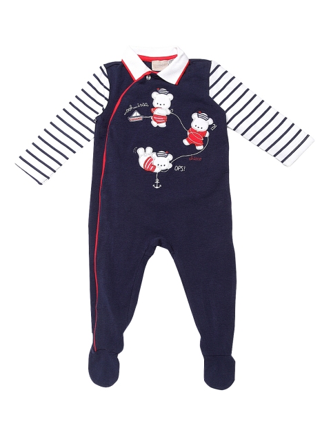 

Chicco Infant Boys Navy Blue Solid Front Opening Sleepsuit