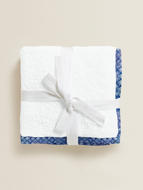 

THE BABY ATELIER Kids Pack of 2 White & Blue 100% Organic Cotton Junior Towel Set