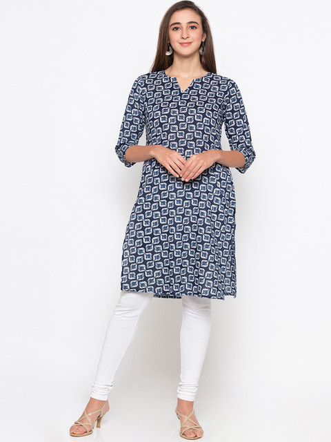 

Globus Women Blue Printed Straight Kurta