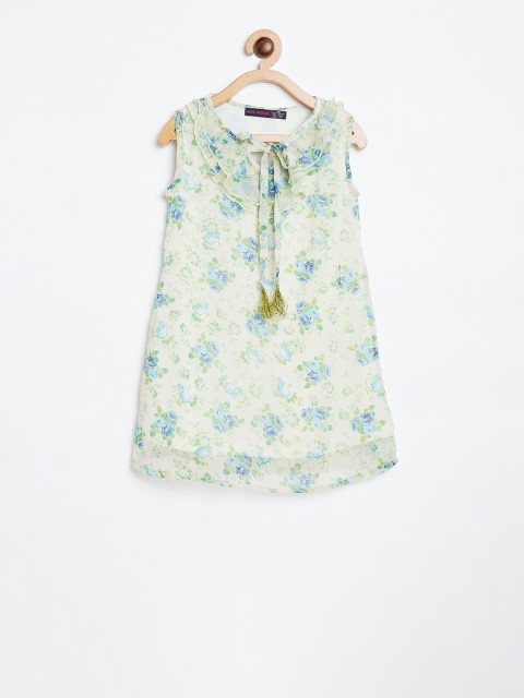 

Nins Moda Girls Green & Blue Printed A-Line Dress