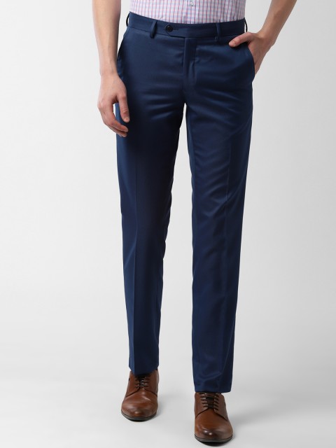 

Peter England Men Navy Blue Slim Fit Solid Formal Trousers