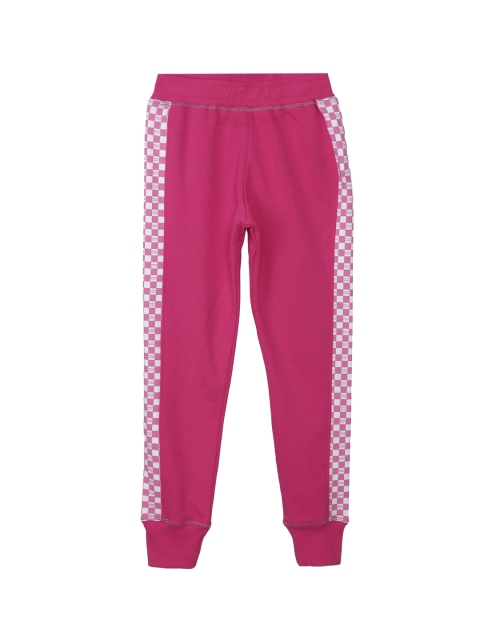 

Kids Ville Girls Pink Checked Straight-Fit Joggers