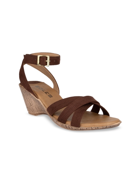 

SOLES Women Brown Solid Wedges