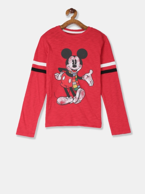 

GAP Boys Red Mickey Mouse Printed Round Neck T-shirt