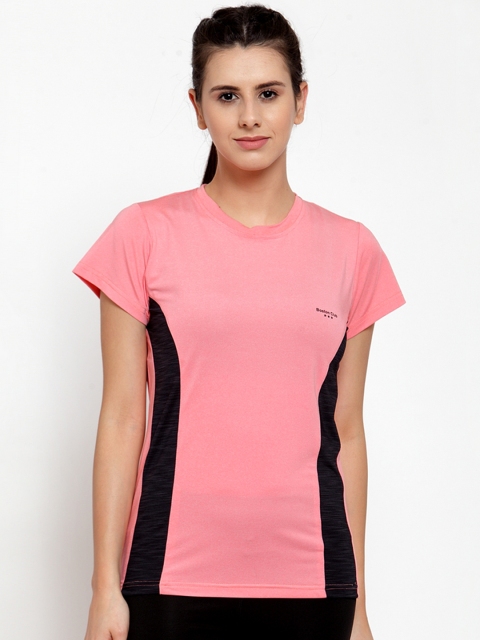 

Boston Club Women Pink & Black Colourblocked Round Neck T-shirt