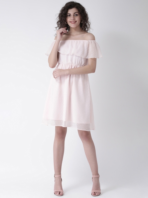 

Leo Sansini Women Pink Self Design Fit and Flare Dress