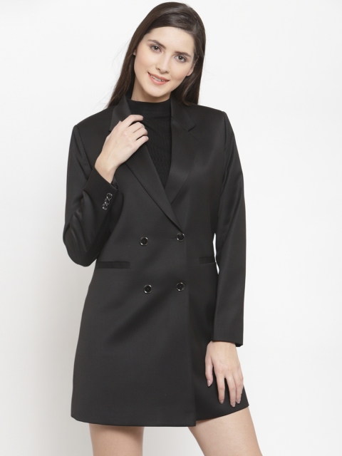 

AUDSTRO Women Black Solid Double-Breasted Formal Blazer