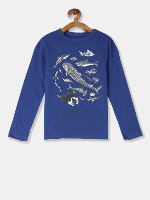 

GAP Boys Blue & Off-White Printed Round Neck T-shirt