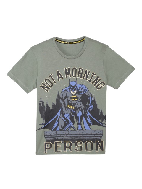 

Kids Ville Boys Green Blue Batman Printed Round Neck Pure Cotton T-shirt