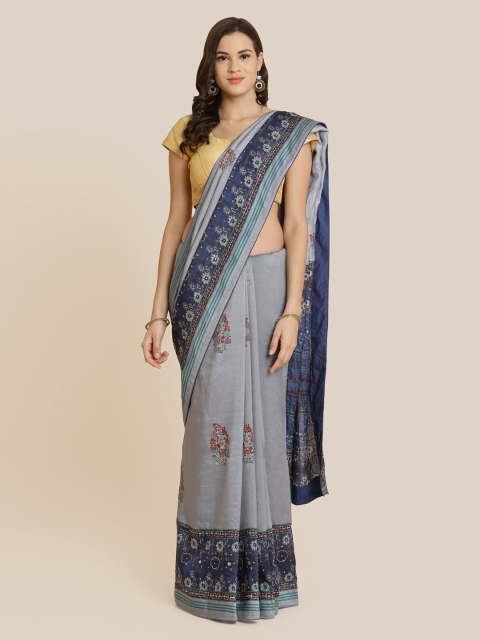 

Koskii Grey & Navy Blue Art Silk Woven Design Saree