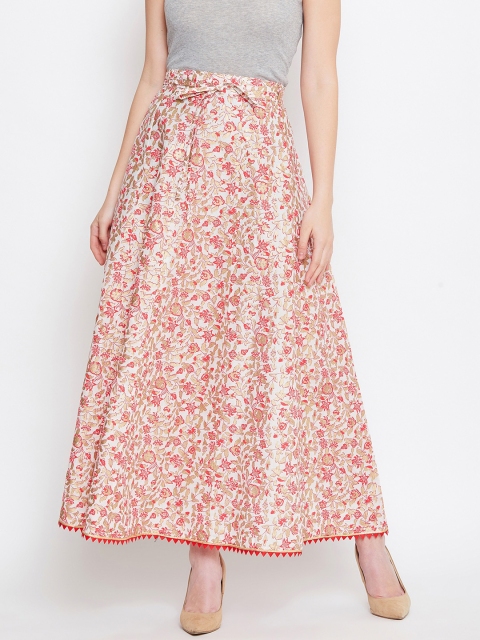

Tulsattva Women Off White & Red Printed Flared Maxi Skirt