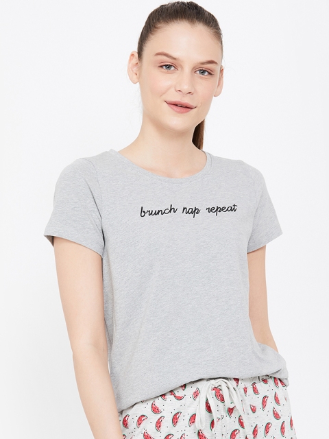 

Ginger by Lifestyle Women Grey Solid Lounge T-shirts