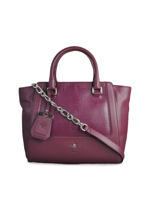 

ILEX Burgundy Solid Handheld Leather Bag