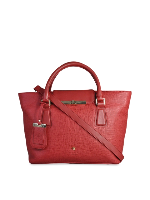 

ILEX Red Textured Leather Handheld Bag