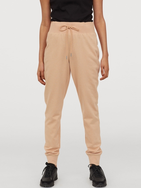 

H&M Women Beige Solid Cotton-Blend Joggers