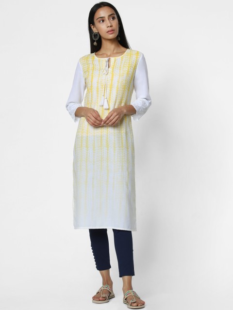 

Naari Women Yellow & White Printed A-Line Kurta